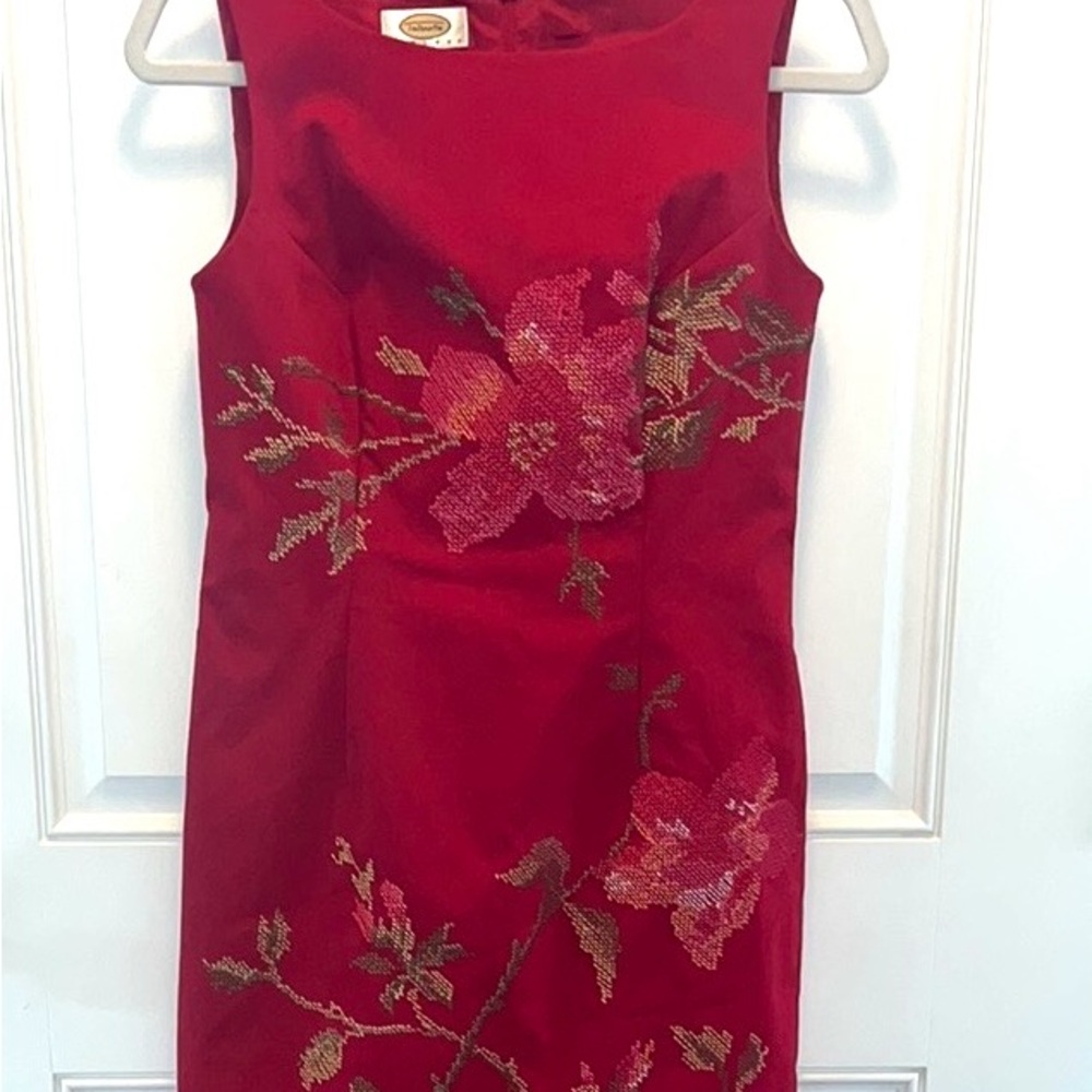 Talbots Red Sleeveless Sheath Dress Midi